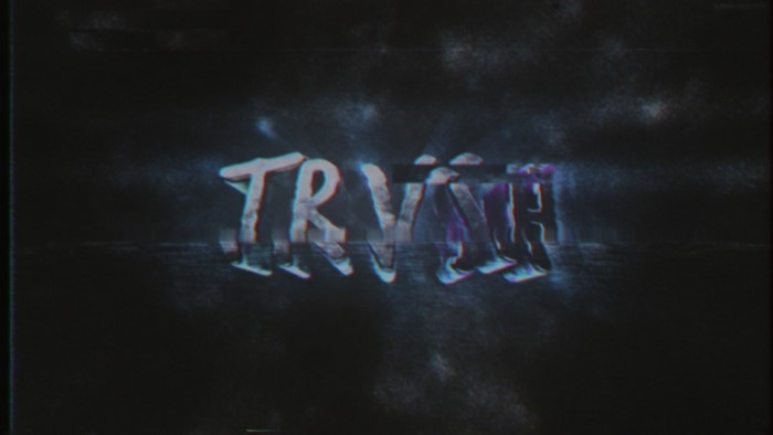 Glitch art text on dark background