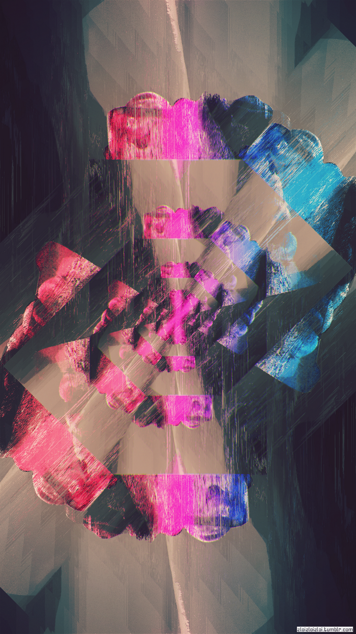 Abstract pink and blue glitch art