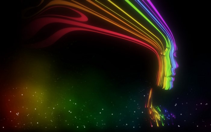 Profile of a face made of rainbow light