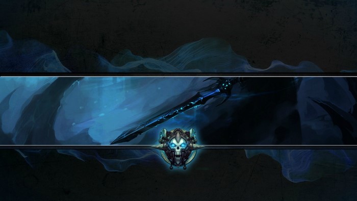 Frostmourne sword from World of Warcraft with skull emblem