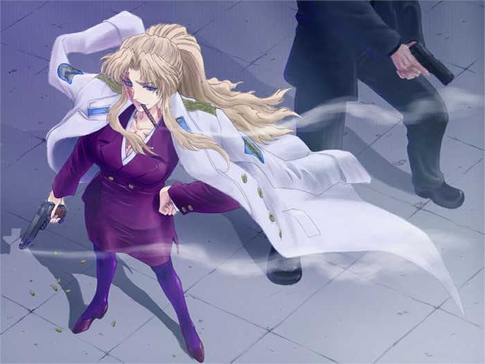 Balalaika from Black Lagoon holding a gun
