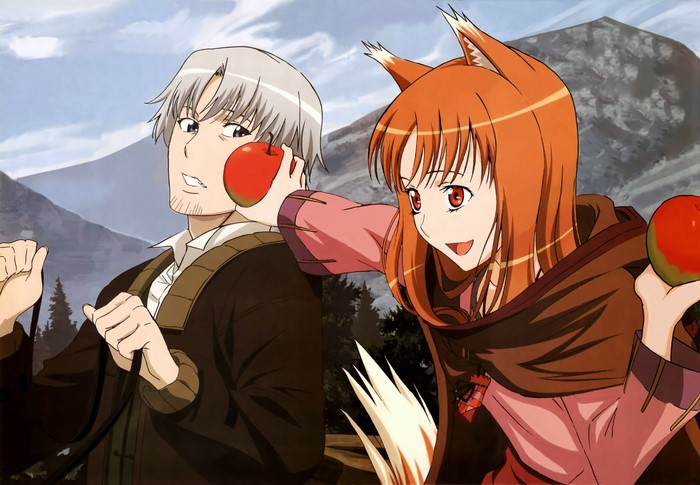 Holo and Lawrence from Spice and Wolf with apples