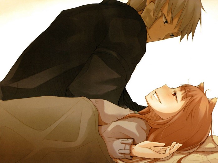 Holo from Spice and Wolf looking at Lawrence