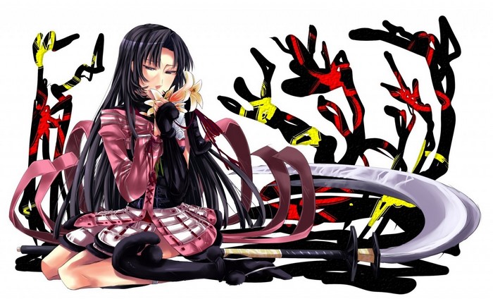Anime girl with flower and sword