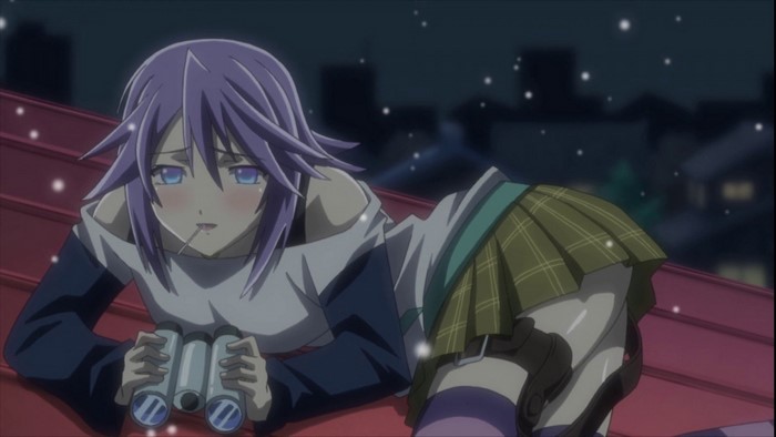 Moka Akashiya from Rosario + Vampire on a roof