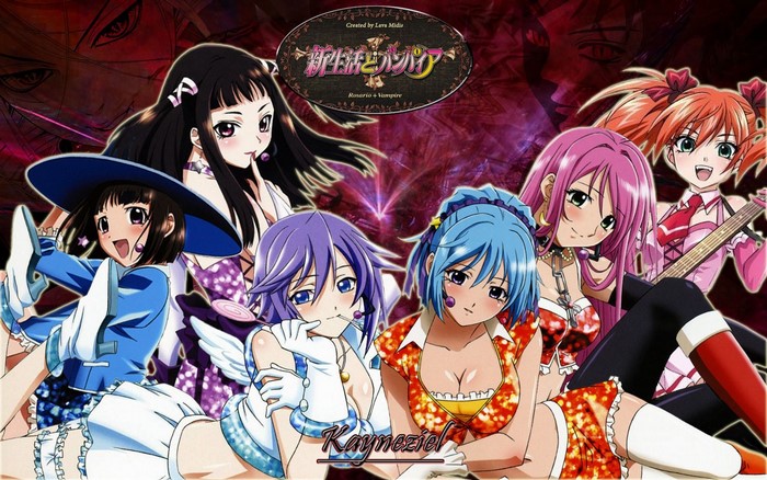 Rosario + Vampire characters illustration