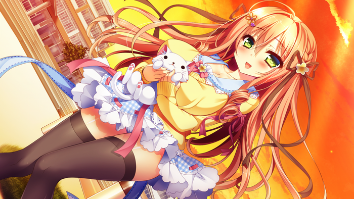 Anime girl holding a white cat