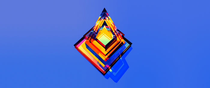 Abstract geometric pyramid with colorful facets