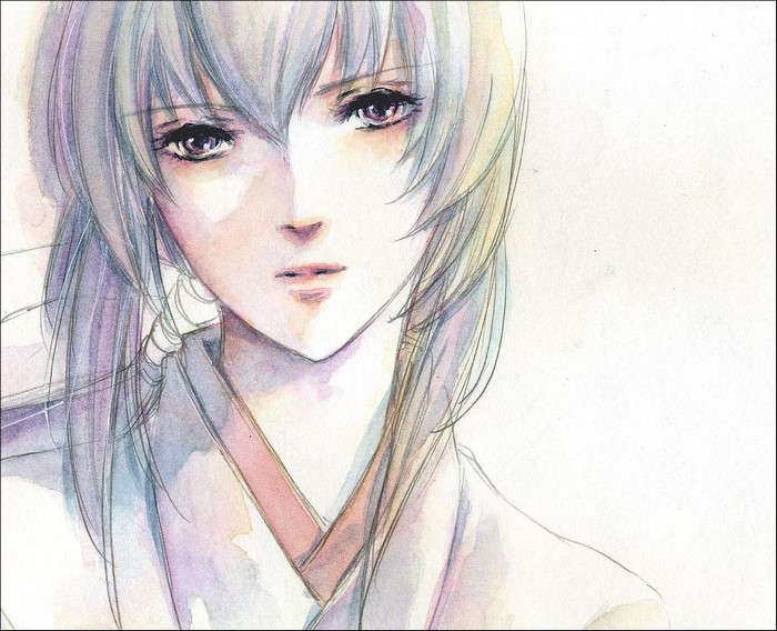 Kenshin Himura from Samurai X watercolor illustration