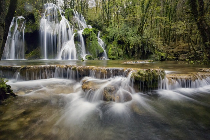 Waterfall in a forest in Europe