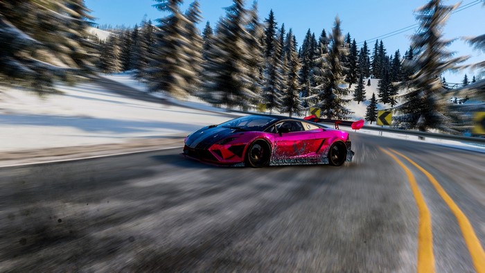 Lamborghini Gallardo Superleggera LP570 racing on a snowy road