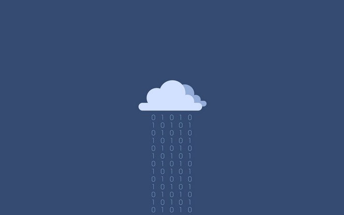 Cloud raining binary code illustration