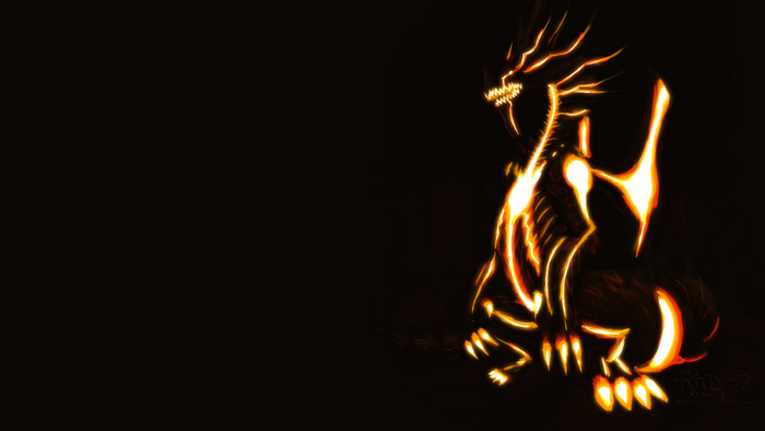 Fiery Dragon Creature in Darkness