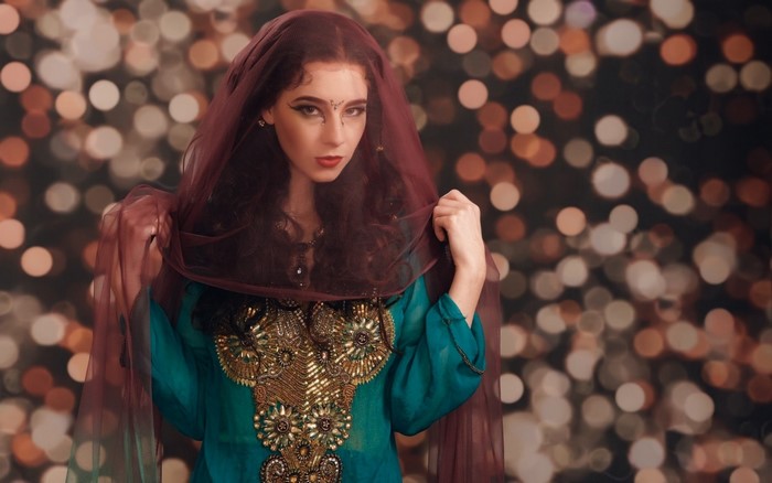 Elegant Woman in Traditional Embellished Attire