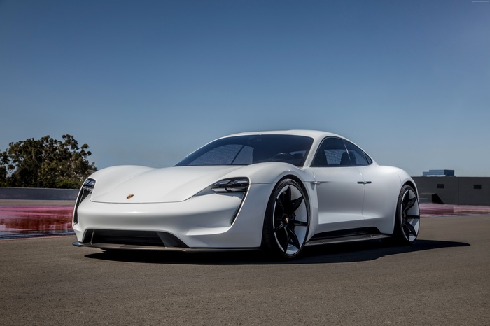 White Porsche Taycan Electric Car