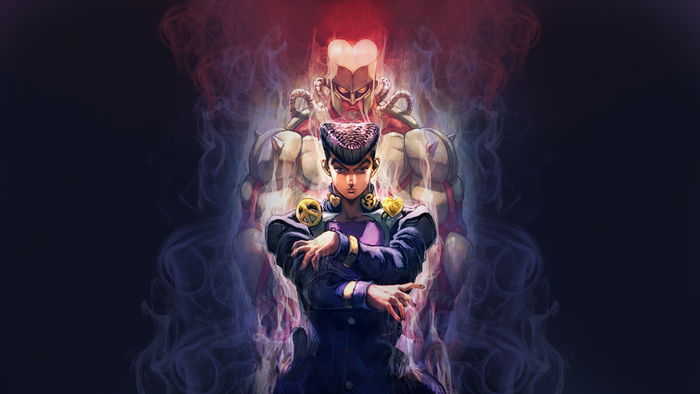 Josuke Higashikata and Crazy Diamond from JoJo's Bizarre Adventure