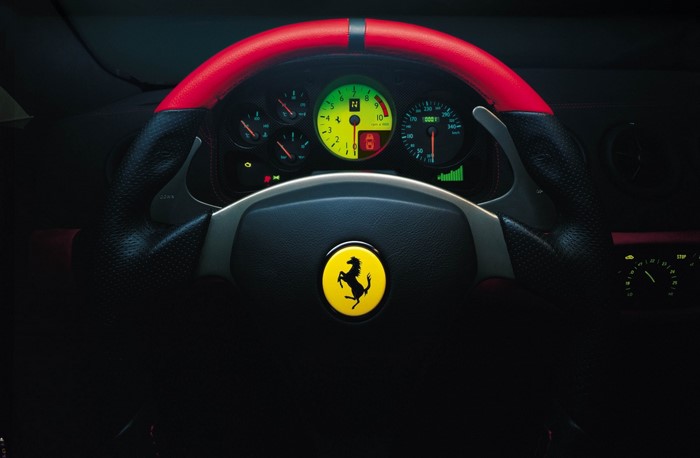 Ferrari steering wheel and dashboard