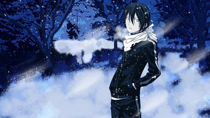 Yato from Noragami in a snowy forest