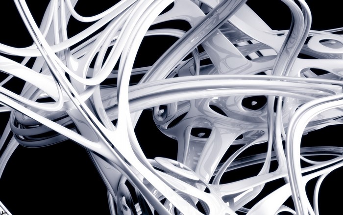 Abstract white organic shapes on black background