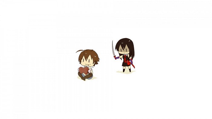 Chibi Akame from Akame ga Kill holding a sword