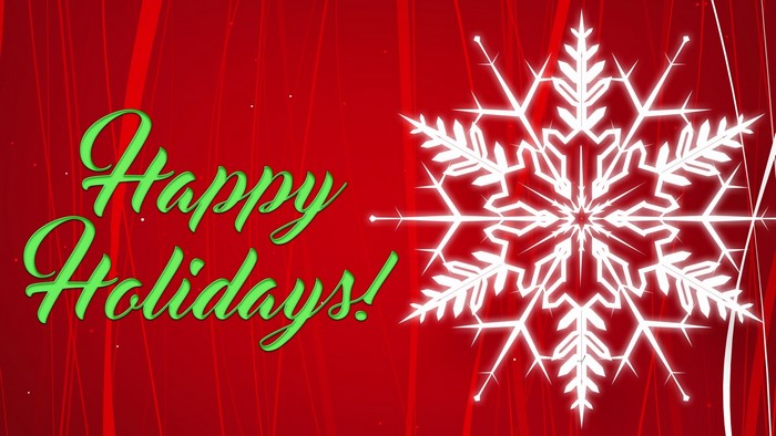 Happy Holidays text with snowflake illustration