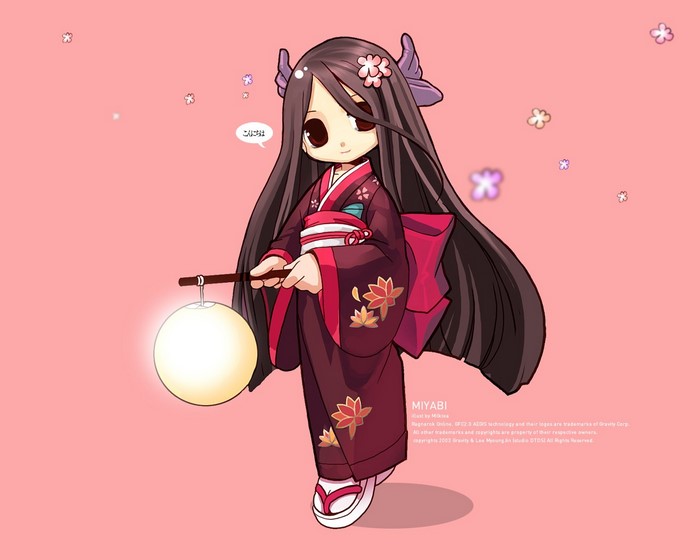 Miyabi from Ragnarok Online holding a lantern