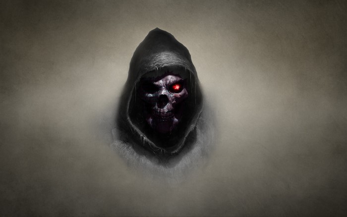 Grim Reaper skull with red eye