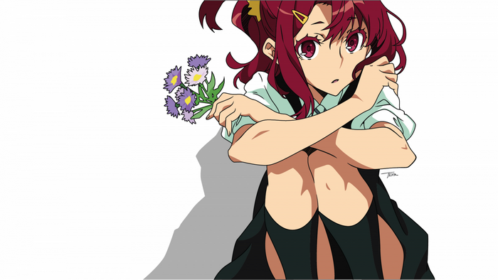 Chidori Takashiro from Kiznaiver holding flowers