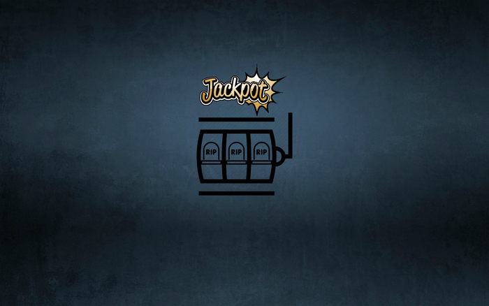 Slot machine with RIP tombstones and Jackpot text