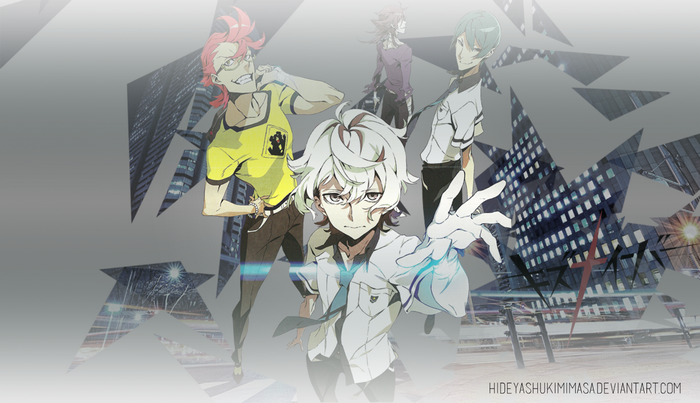 Kiznaiver characters in a city setting