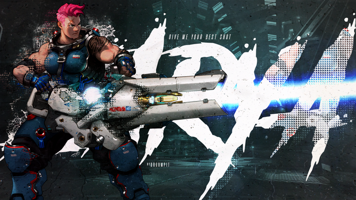 Zarya from Overwatch firing her particle cannon
