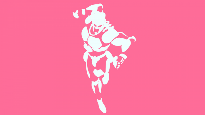 White character from JoJo's Bizarre Adventure on pink background