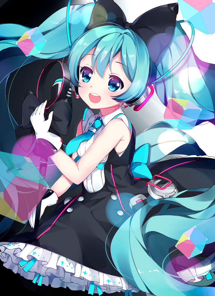 Hatsune Miku from Vocaloid with blue hair and twintails
