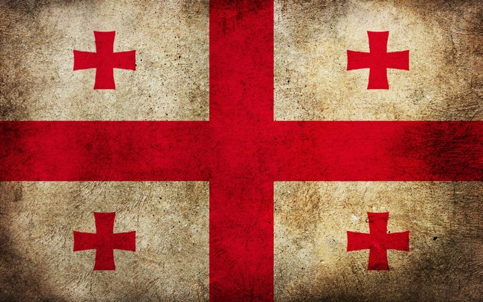 Grungy Georgian Flag with Red Crosses