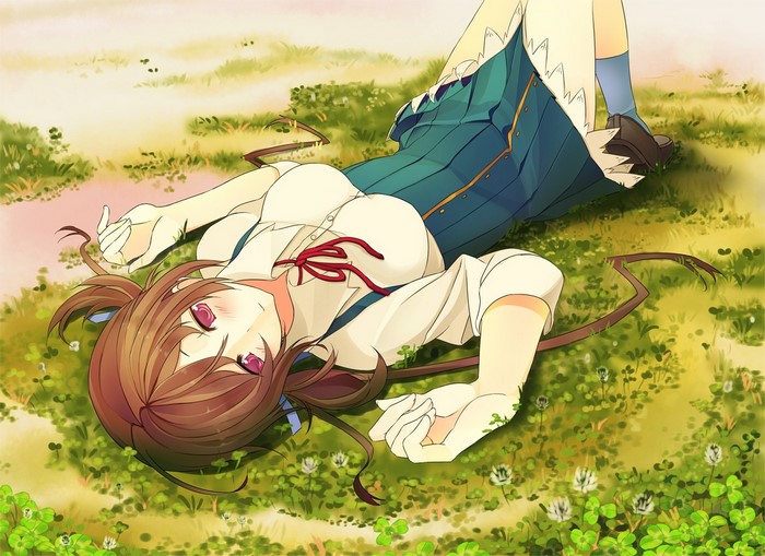 Aomi Isara from Koi to Senkyo to Chocolate lying in grass