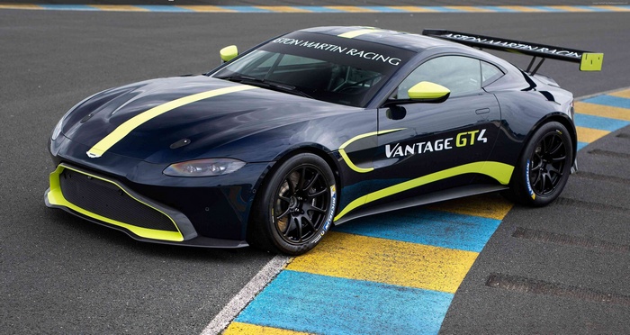 Aston Martin Vantage GT4 race car on track
