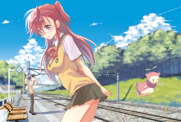 Ichika Takatsuki and Kaito Kirishima from Ano Natsu de Matteru at a Train Station