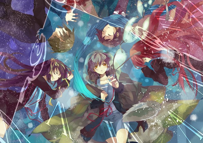 The Melancholy of Haruhi Suzumiya characters in abstract art