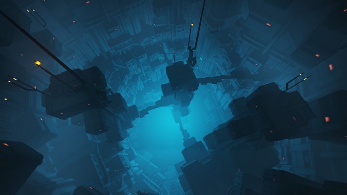 Overwatch Kings Row stage in blue darkness