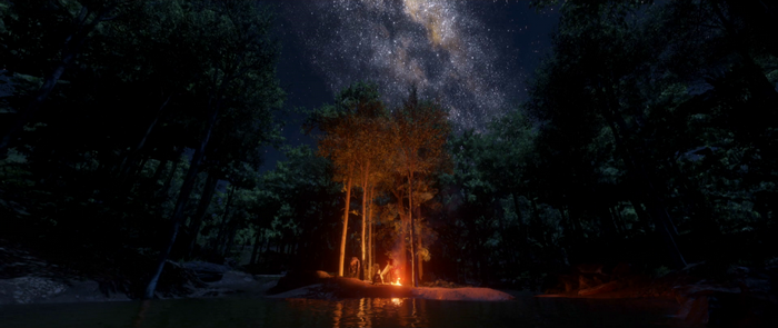 Campfire under the Milky Way in Red Dead Redemption 2