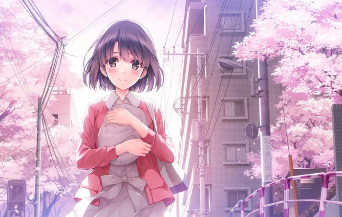 Megumi Kato from Saenai Heroine no Sodatekata walking in spring