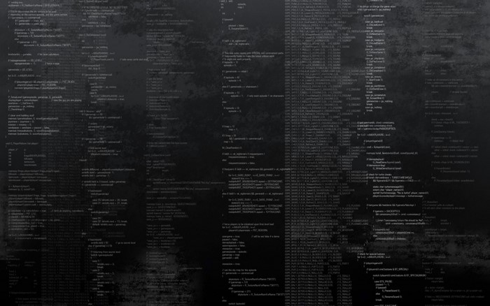 Monochrome background with lines of code