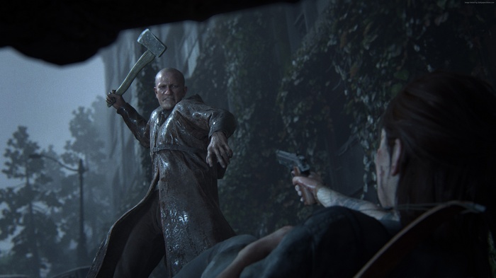 Man with axe fighting Ellie from The Last of Us: Part 2 4K