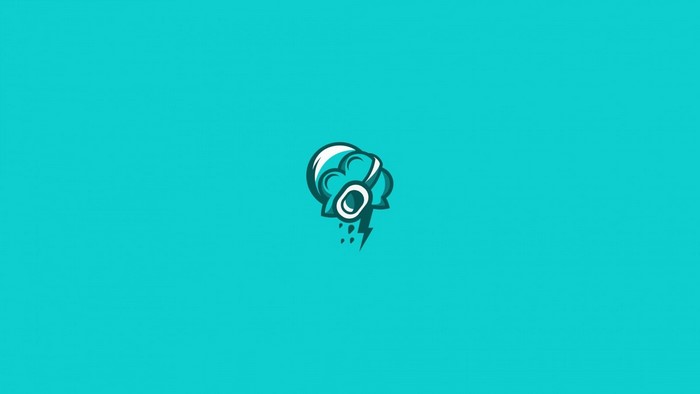 Cloud with headphones and lightning bolt logo