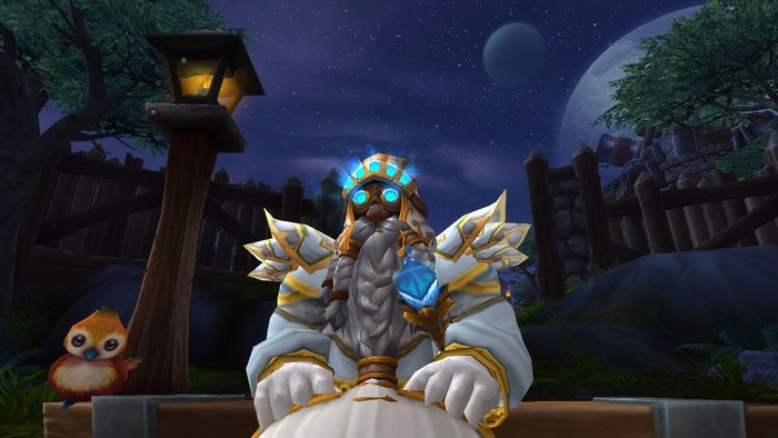 Dwarf Priest from World of Warcraft holding a crystal