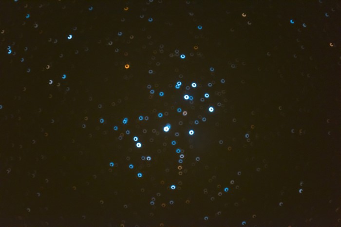 Blurred lights in the night sky