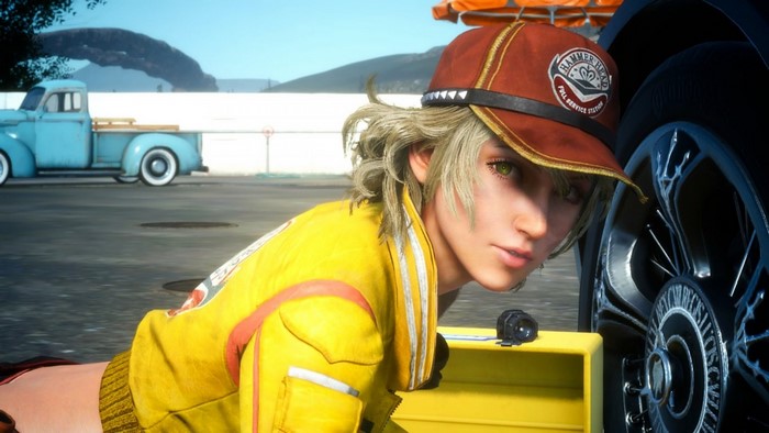 Cindy from Final Fantasy XV working on a car