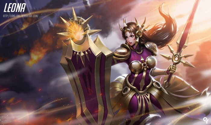 Leona from League of Legends with sword and shield