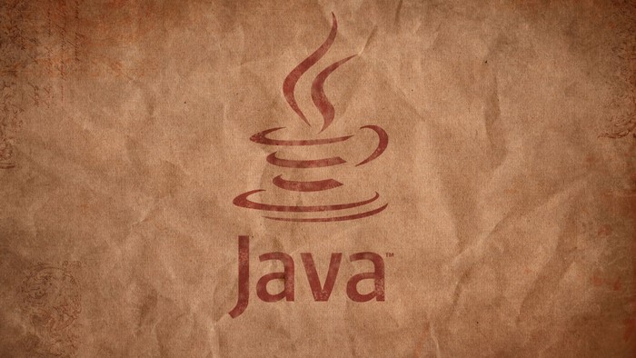 Java logo on a textured brown background