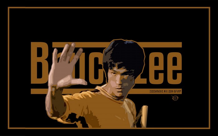 Bruce Lee illustration with text